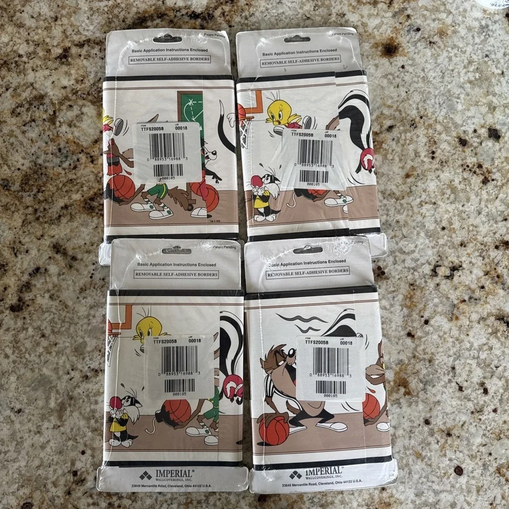 NOS Looney Tunes Basketball Wallpaper Border Taz Bugs Tweety 20 Yrd Vtg Imperial